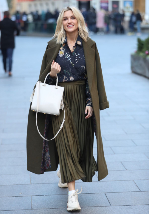 Ashley Roberts in olive plated skirt after her Heart Radio show in London 11/29/2019 3