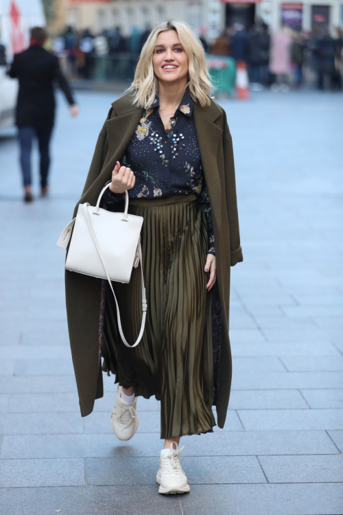 Ashley Roberts in olive plated skirt after her Heart Radio show in London 11/29/2019 5