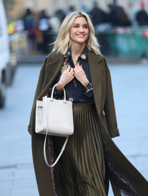 Ashley Roberts in olive plated skirt after her Heart Radio show in London 11/29/2019 7