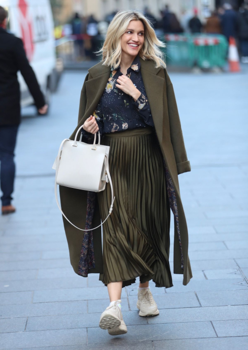 Ashley Roberts in olive plated skirt after her Heart Radio show in London 11/29/2019 8