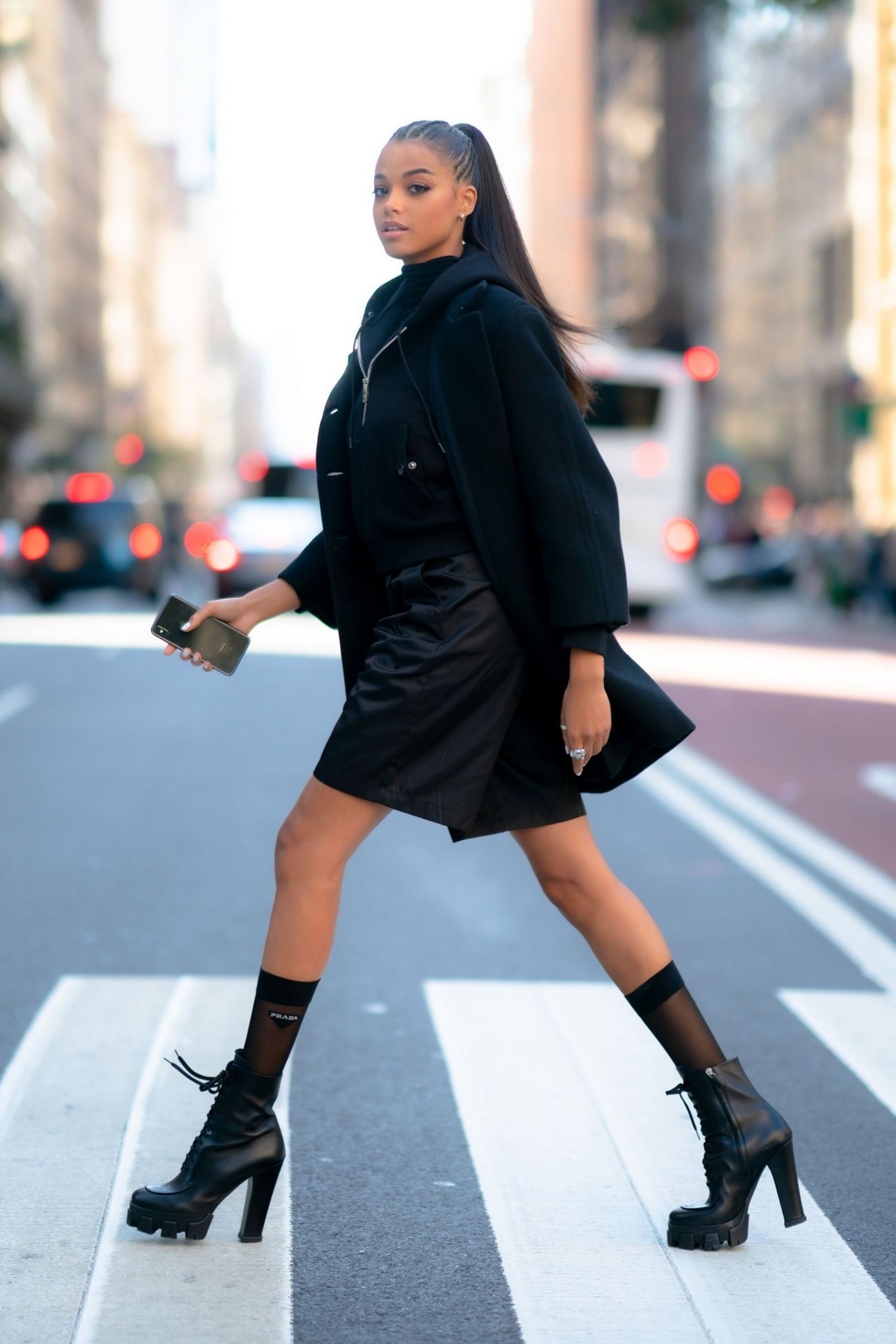 Ella Balinska wearing Prada in Midtown in New York 2019/11/04