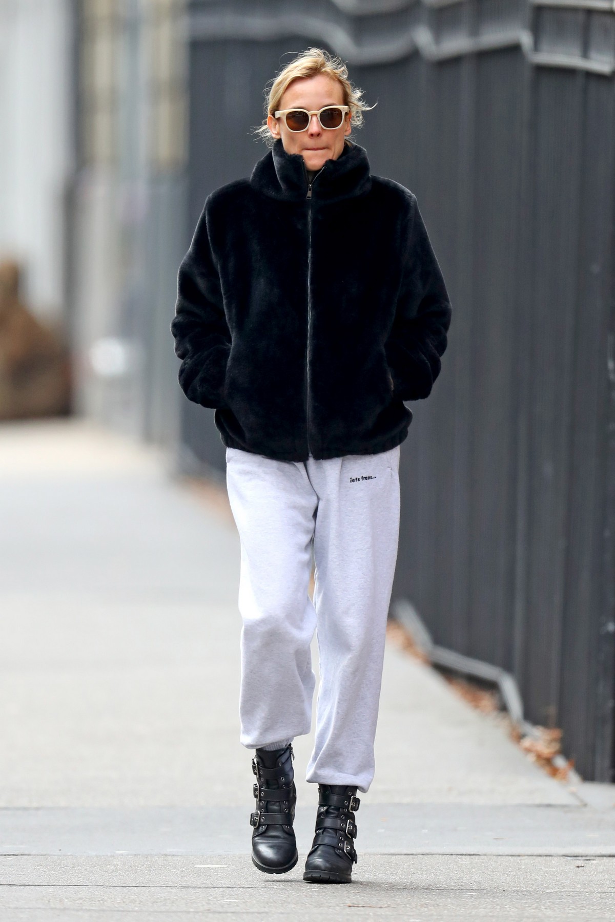 Diane Kruger in Black Hoodie and White Bottom out in New York City 2019/12/18