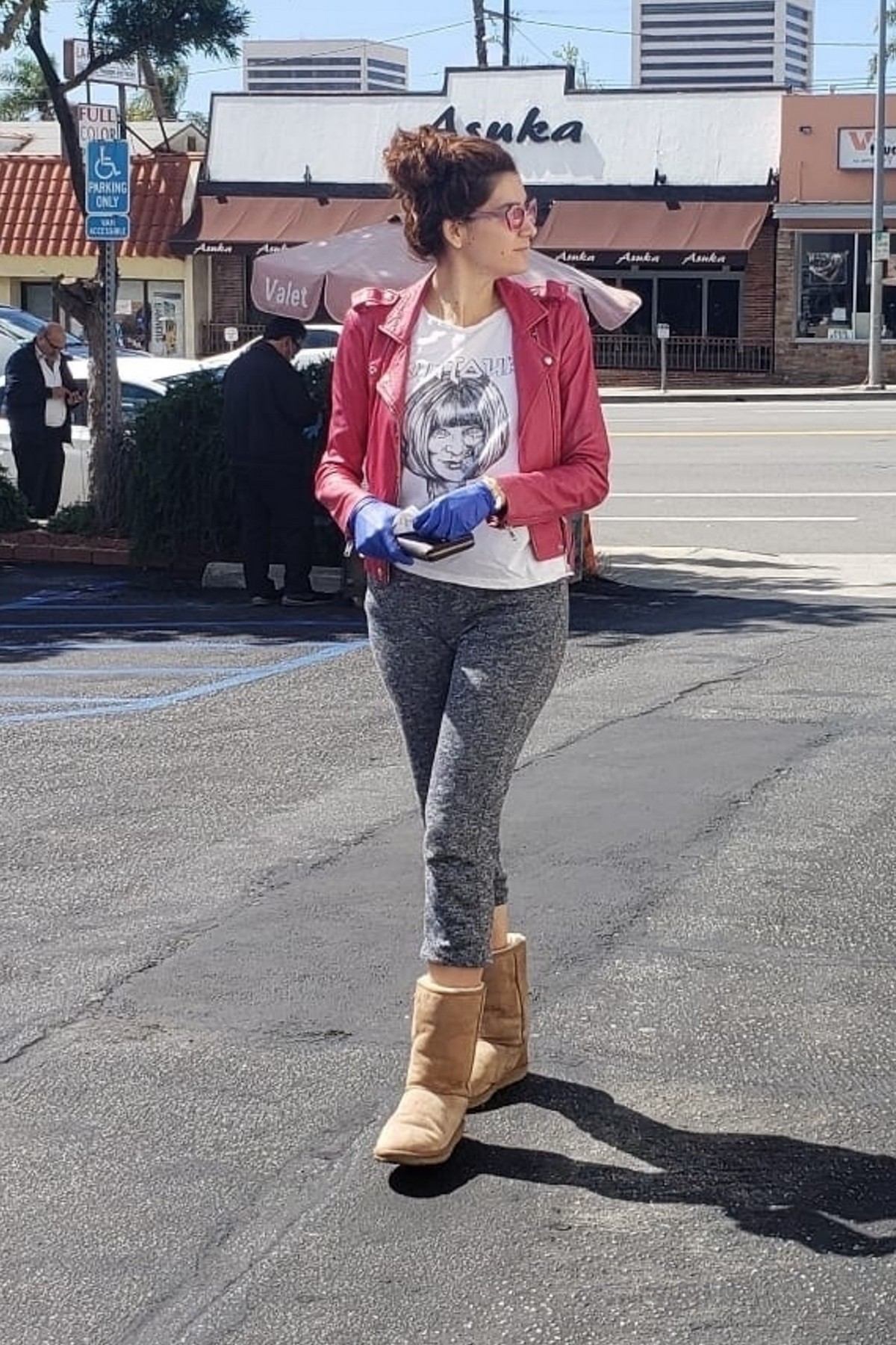 Blanca Blanco in Red Jacket and White Top Out in Los Angeles 2020/03/25