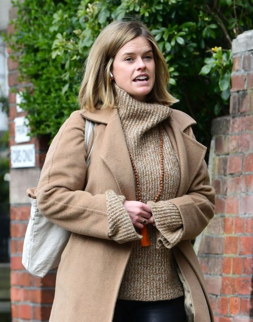 Alice Eve seen in brown long coat out and about in London 2020/04/06 2