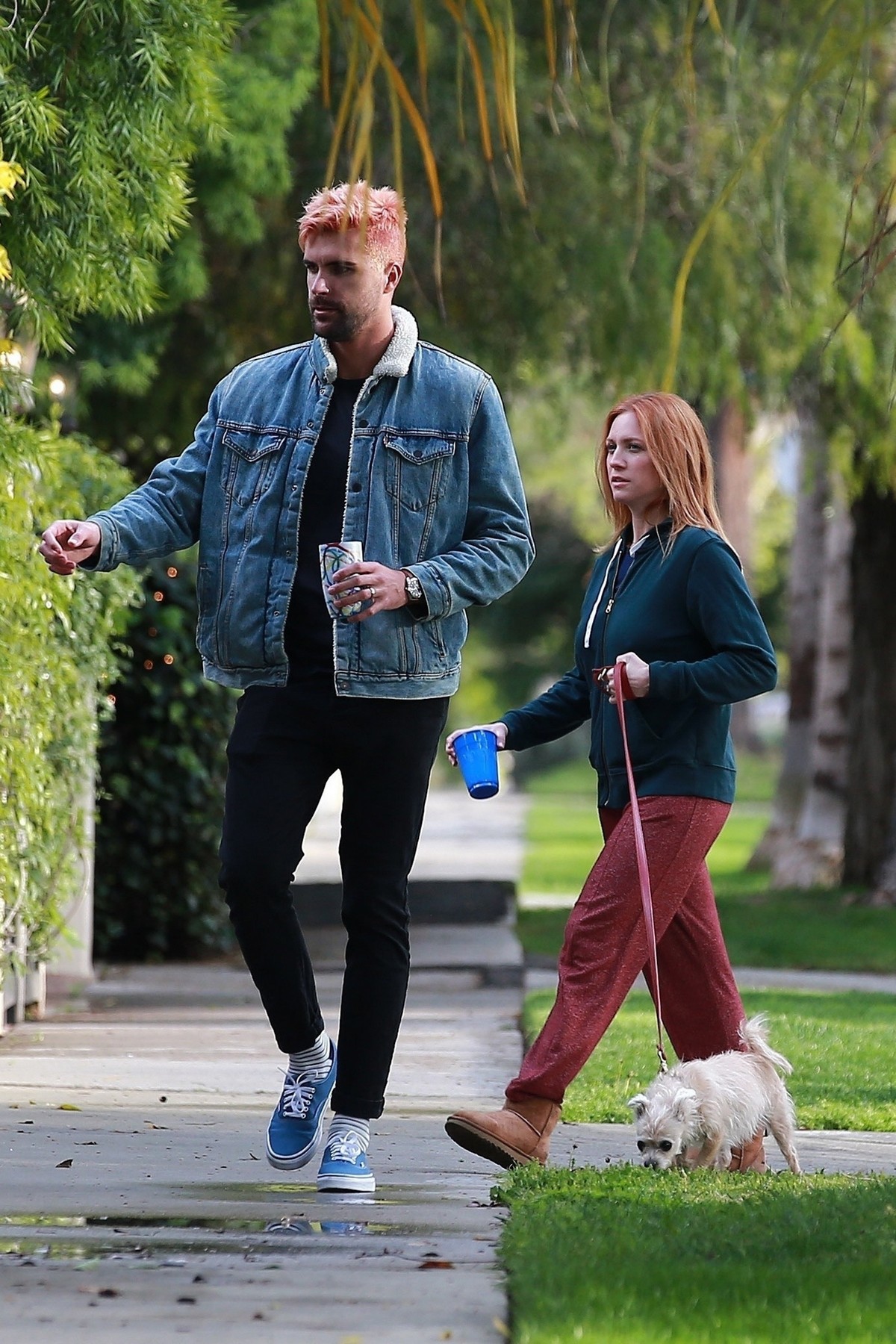 Brittany Snow and husband Tyler Stanaland walk in Los Angeles 2020/04/10