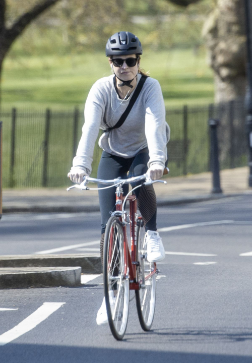 Lily James enjoy ride bike out for her daily exercise during COVID-19 in London 2020/04/11 14