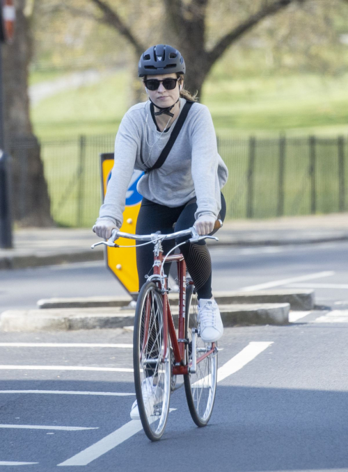 Lily James enjoy ride bike out for her daily exercise during COVID-19 in London 2020/04/11 15