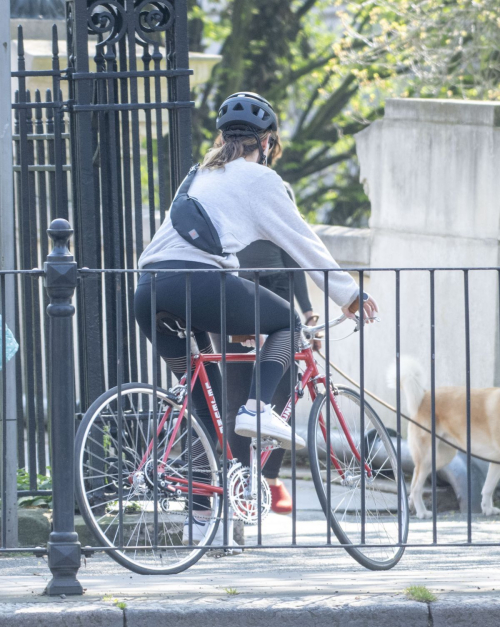 Lily James enjoy ride bike out for her daily exercise during COVID-19 in London 2020/04/11 2