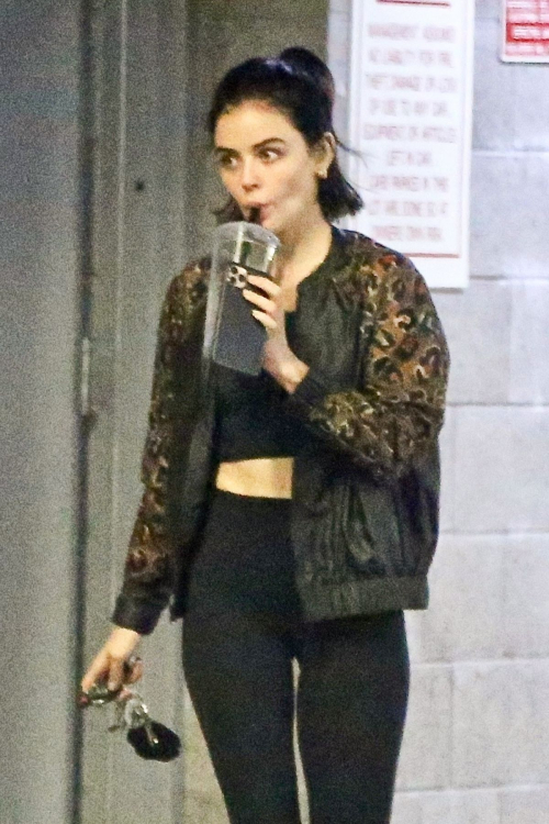 Lucy Hale enjoys her drink after a private training session in Los Angeles 2020/04/10 10