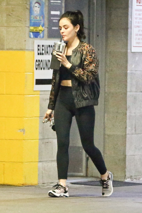 Lucy Hale enjoys her drink after a private training session in Los Angeles 2020/04/10 11