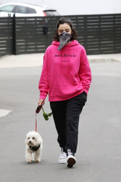 Lucy Hale for a walk on Easter Sunday with her sister and her dog in Studio City 2020/04/12 6