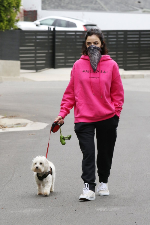 Lucy Hale for a walk on Easter Sunday with her sister and her dog in Studio City 2020/04/12 7