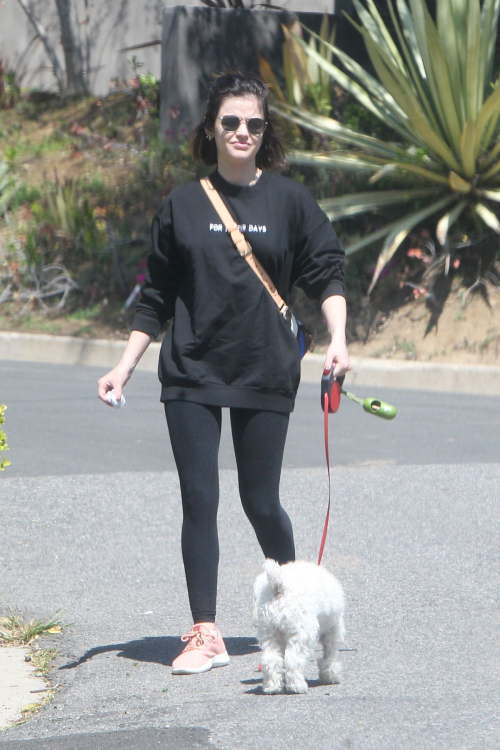 Lucy Hale for a walk with her dog Elvis in Los Angeles 2020/04/01 1