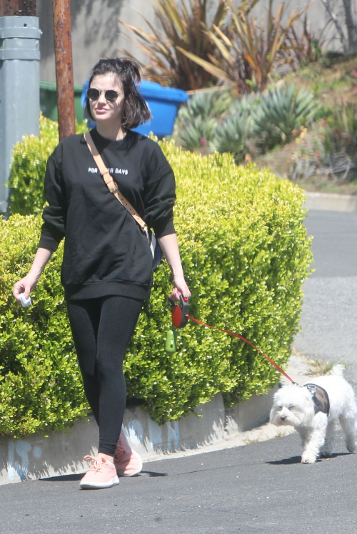 Lucy Hale for a walk with her dog Elvis in Los Angeles 2020/04/01 8