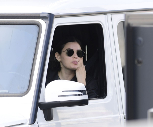 Lucy Hale goes Starbucks at the drive in Los Angeles 2020/04/04 2