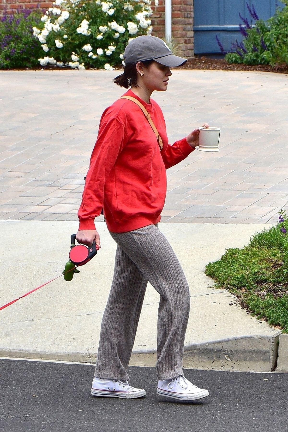 Lucy Hale out for walking her dog Elvis in Los Angeles 2020/04/08