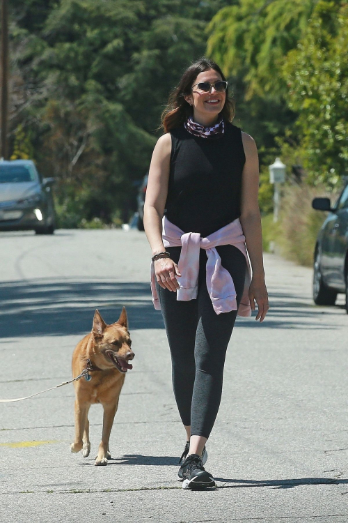 Mandy Moore seen in Black Top and Tights Out in Pasadena 2020/04/14 12