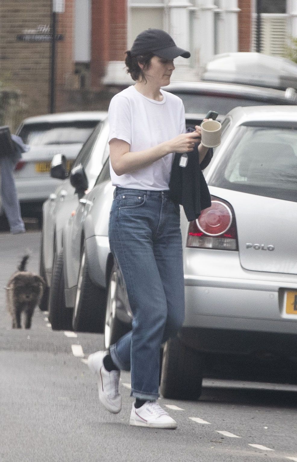 Michelle Dockery in White Top and Blue Denim Out in North London 2020/04/06