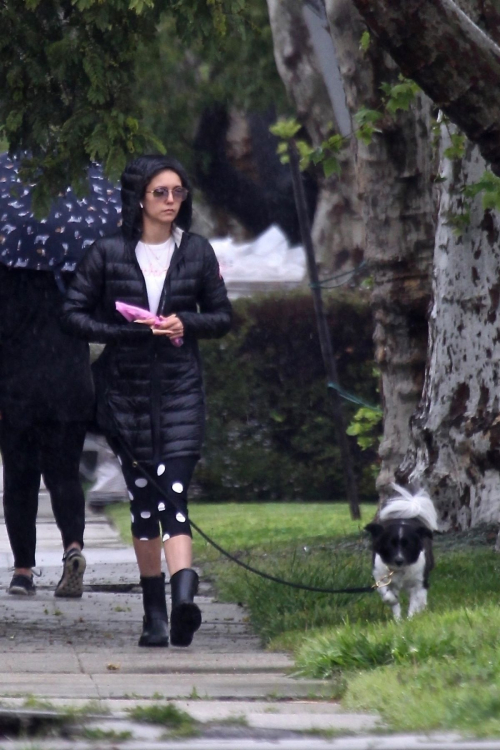 Nina Dobrev walk with her dog out in West Hollywood 2020/04/11 11