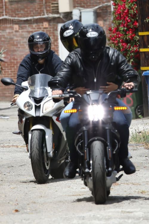 Ana de Armas and Ben Affleck on His Motorcycle Out in Los Angeles 2020/06/02 2