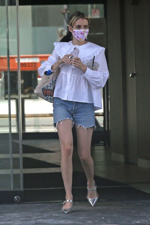 Emma Roberts in Denim Shorts Out in Los Angeles 2020/06/12 2