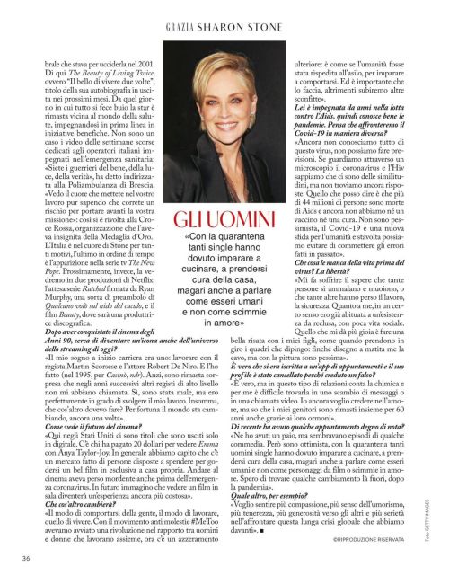 Sharon Stone in Grazia Magazine, Italy May 2020