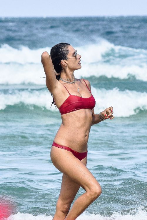 Alessandra Ambrosio in a Red Bikini at a Beach in Florianopolis 2020/11/21 1