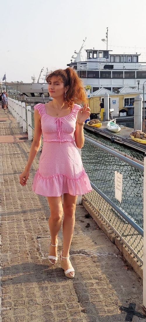 Blanca Blanco in Pink Short Dress Out at a Beach in Malibu 2020/11/22 5