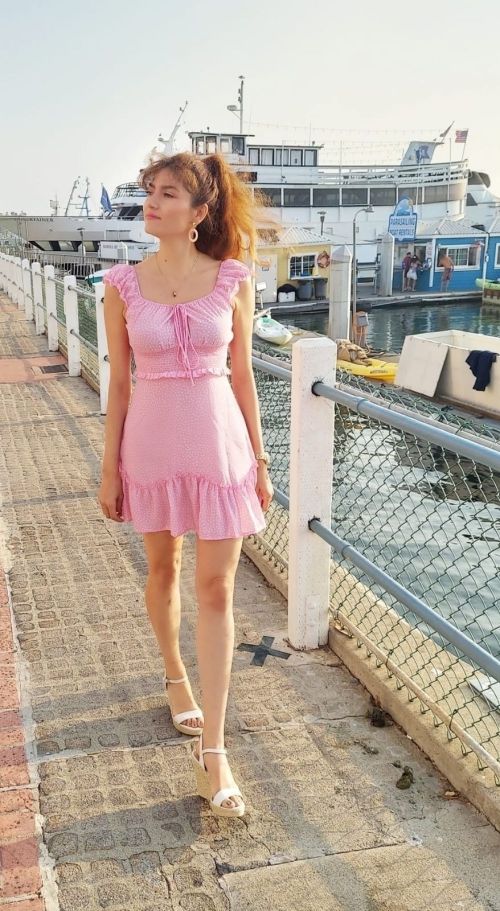 Blanca Blanco in Pink Short Dress Out at a Beach in Malibu 2020/11/22 6