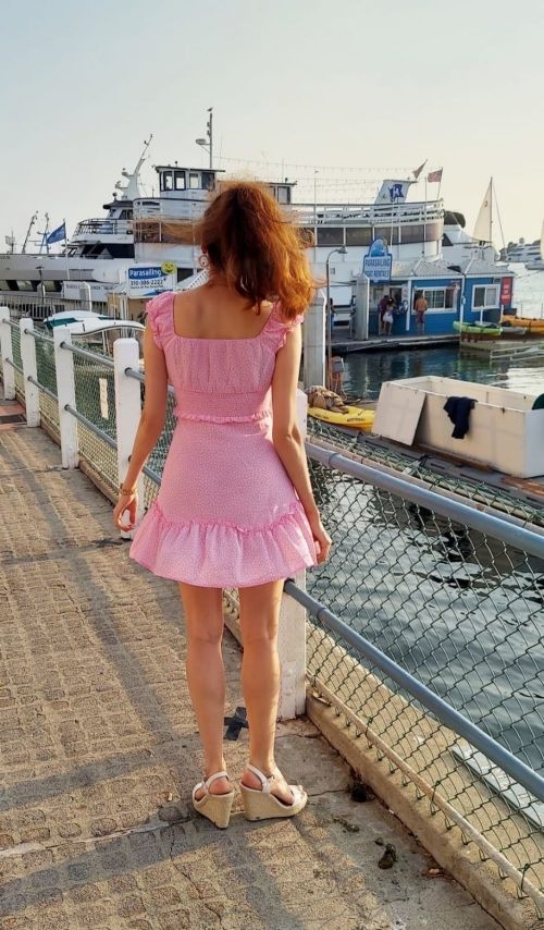 Blanca Blanco in Pink Short Dress Out at a Beach in Malibu 2020/11/22 8