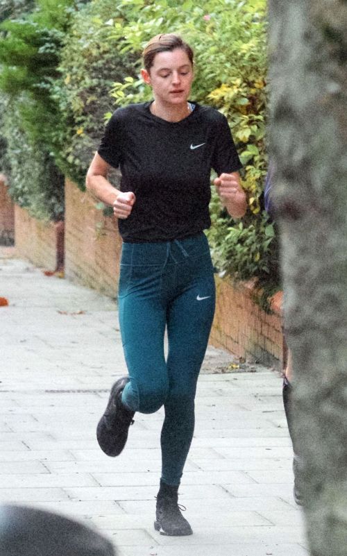 Emma Corrin Out Jogging with a Friend in London 2020/11/16