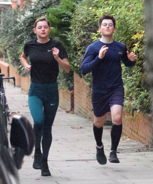 Emma Corrin Out Jogging with a Friend in London 2020/11/16 2