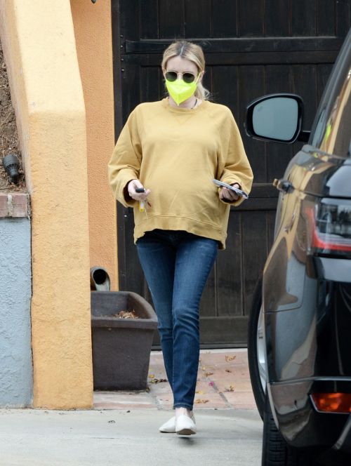 Pregnant Emma Roberts in Mellow Color Top with Dark Jeans Out in Los Angeles 2020/11/23 8