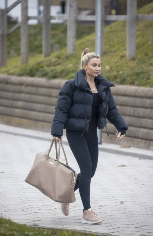 Billie Faiers in Black Puffer Jacket with Tights Leaves Slough Ice Rink 12/02/2020 1