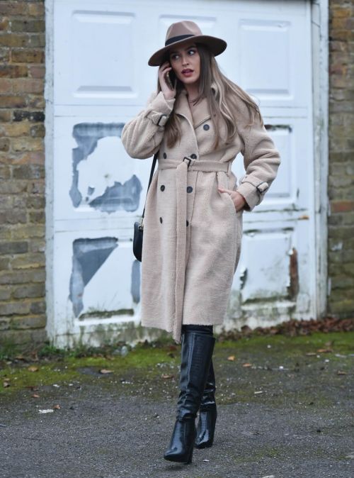 Chloe Ross in Long Coat with Boots After Leaves a Photoshoot in London 11/30/2020 7