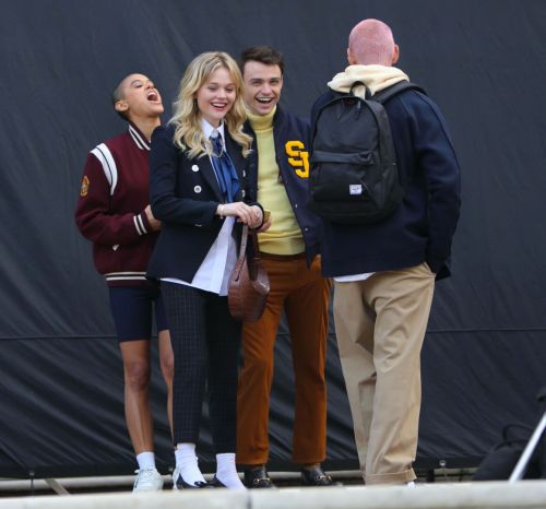 Emily Alyn Lind and Jordan Alexander on the Set of Gossip Girl on in New York 12/01/2020 6