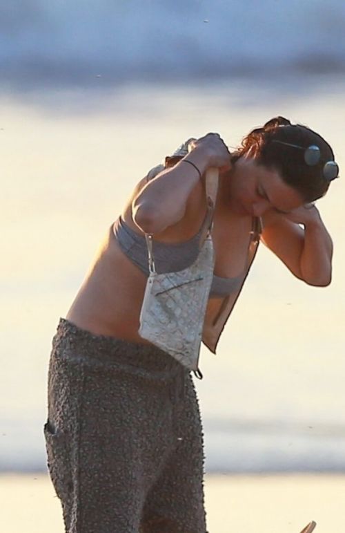 Michelle Rodriguez in Grey Bikini Surfing in Malibu 12/03/2020 6