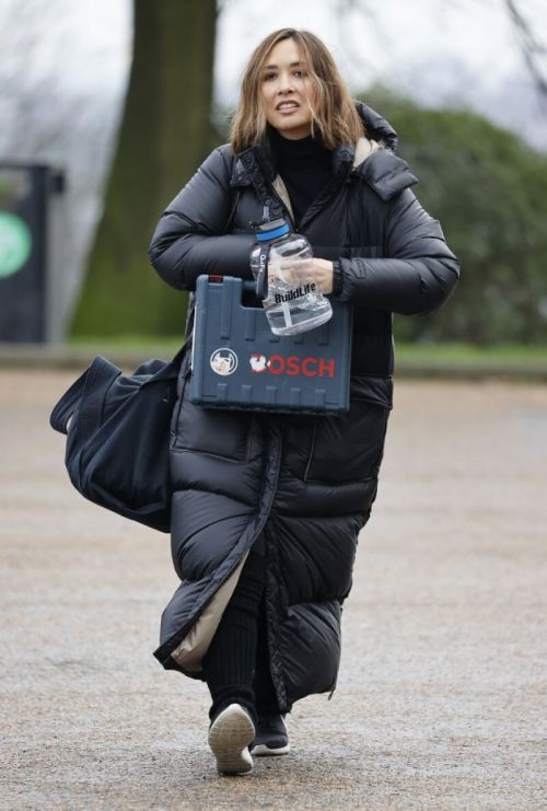 Myleene Klass seen Puffer Jacket in Midi Length Leaves Ice Rink in London 11/25/2020 9