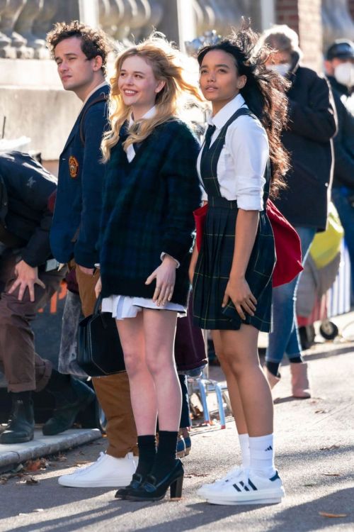 Whitney Peak and Emily Alyn Lind on the Set of Gossip Girl in New York 11/23/2020 5