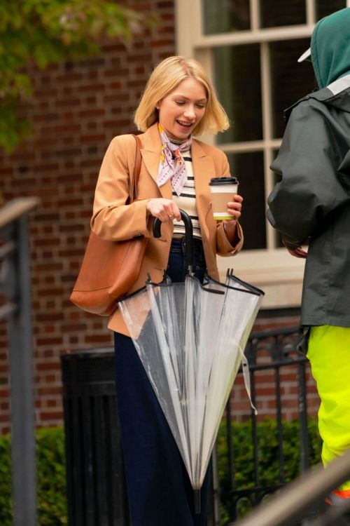 Whitney Peak and Emily Alyn Lind on the Set of Gossip Girl in New York 11/23/2020 16