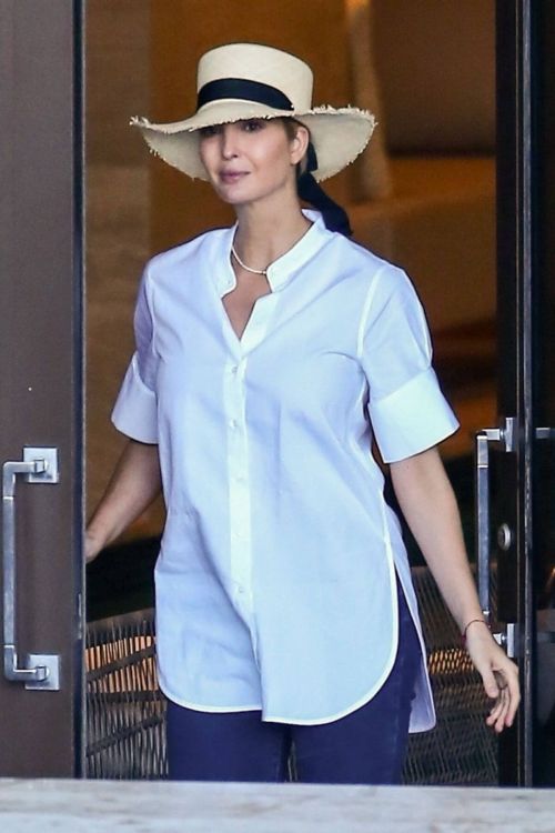 Ivanka Trump in a White Shirt at a Pool in Miami 02/11/2021 5