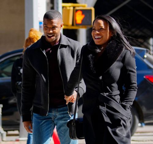 Chante Adams and Michael B. Jordan Hold Hands as They are Filming for A Journal for Jordan 03/12/2021 2