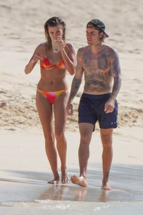 Hailey and Justin Bieber Enjoys at a Beach in Turk & Caicos 03/19/2021 1