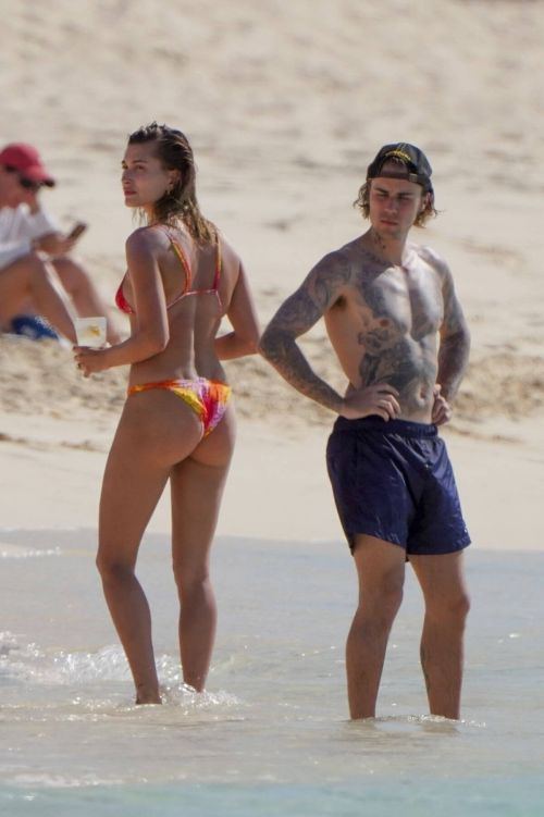 Hailey and Justin Bieber Enjoys at a Beach in Turk & Caicos 03/19/2021 5