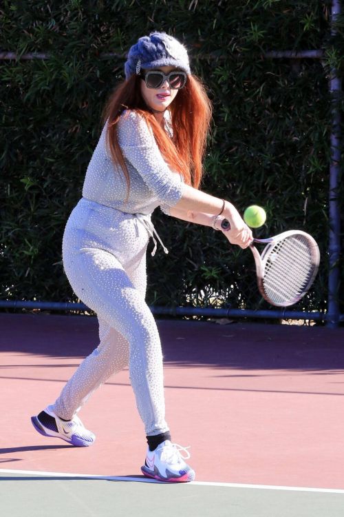 Phoebe Price Plays Tennis at Tennis Court in Los Angeles 02/23/2021 2