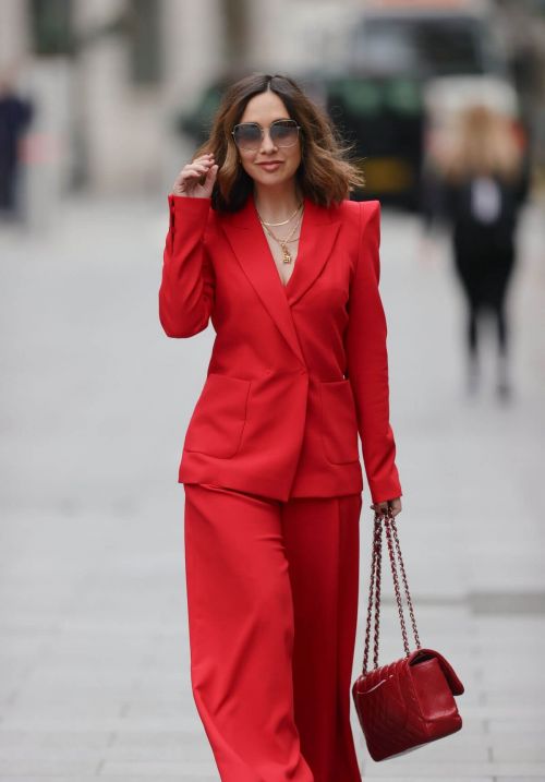 Myleene Klass in Red Arriving at Smooth Radio in London 03/20/2021 4