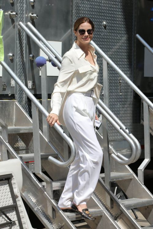 Michelle Monaghan in White Shirt and Pants on the Set of Nanny in New York 06/29/2021 4