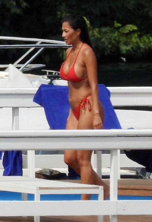 Nicole Scherzinger in a Red Bikini Celebrates Her 43rd Birthday in Lake Como 06/28/2021 1