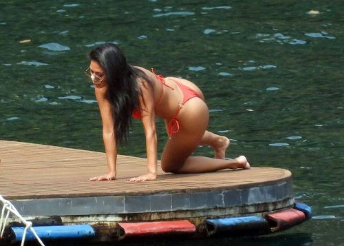 Nicole Scherzinger in a Red Bikini Celebrates Her 43rd Birthday in Lake Como 06/28/2021 2