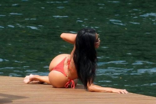 Nicole Scherzinger in a Red Bikini Celebrates Her 43rd Birthday in Lake Como 06/28/2021 8